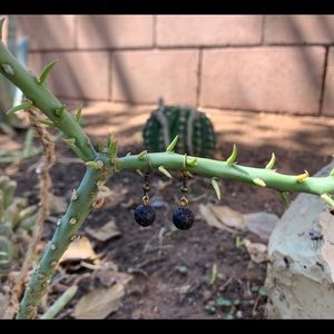 8 MM BLACK LAVA STONE FASHION DROP EARRINGS